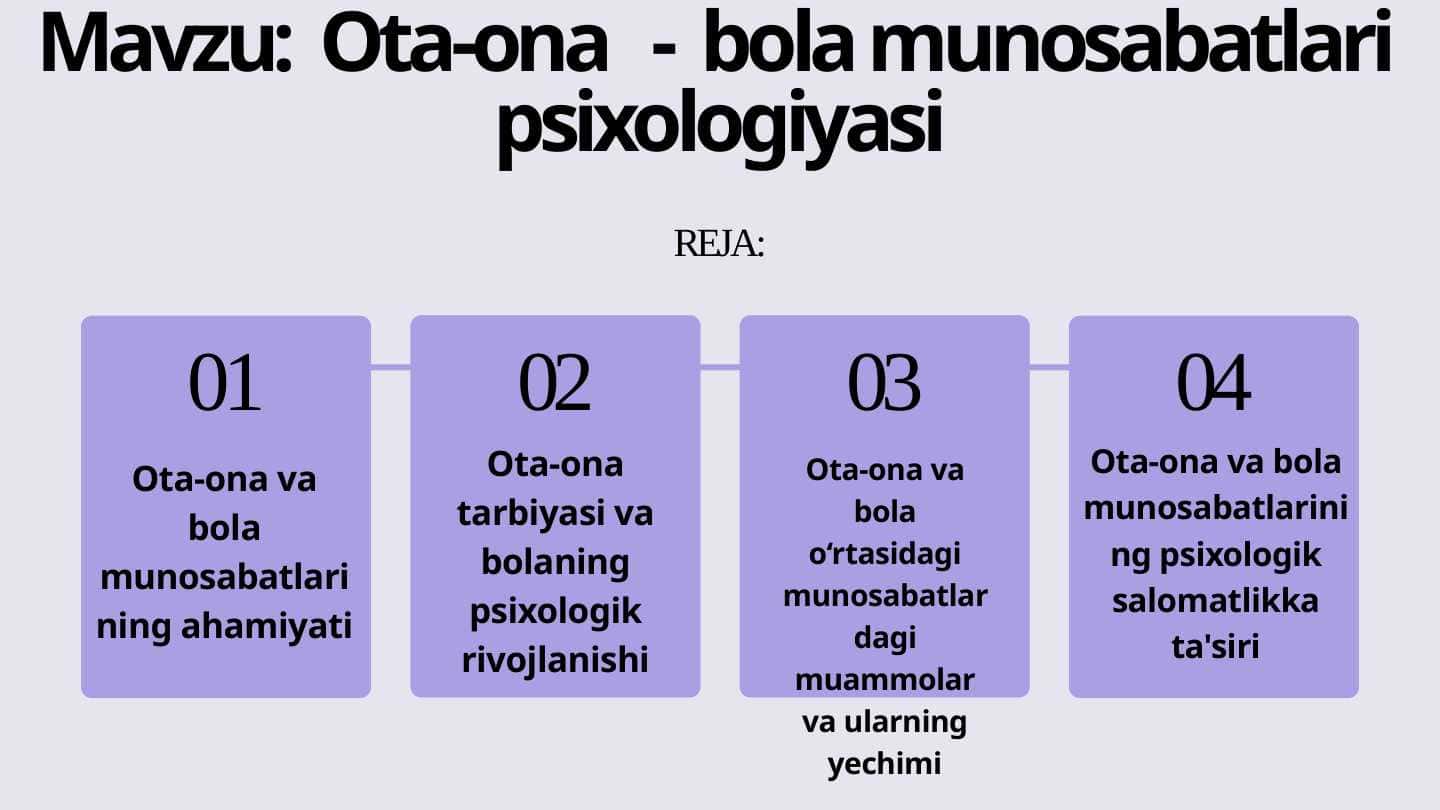 Ota-ona - bola munosabatlari psixologiyasi
