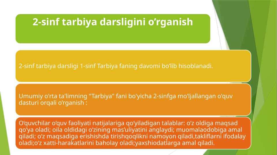 2-sinf tarbiya darsligini o’rganish