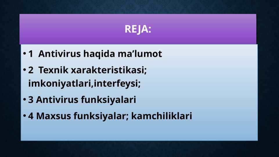 Texnik xarakteristika
