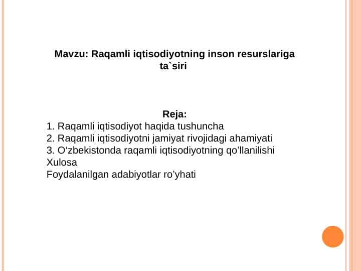 Raqamli iqtisodiyotning inson resurslariga ta`siri