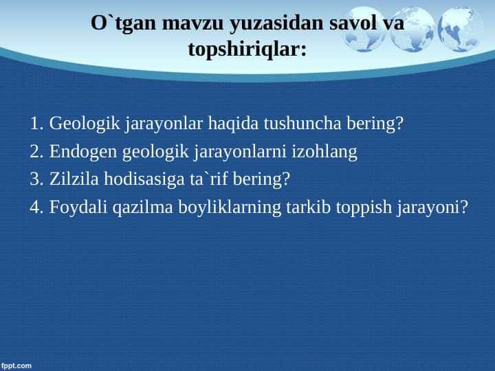Ekzogen geologik jarayonlar shamol va nurash jarayoni