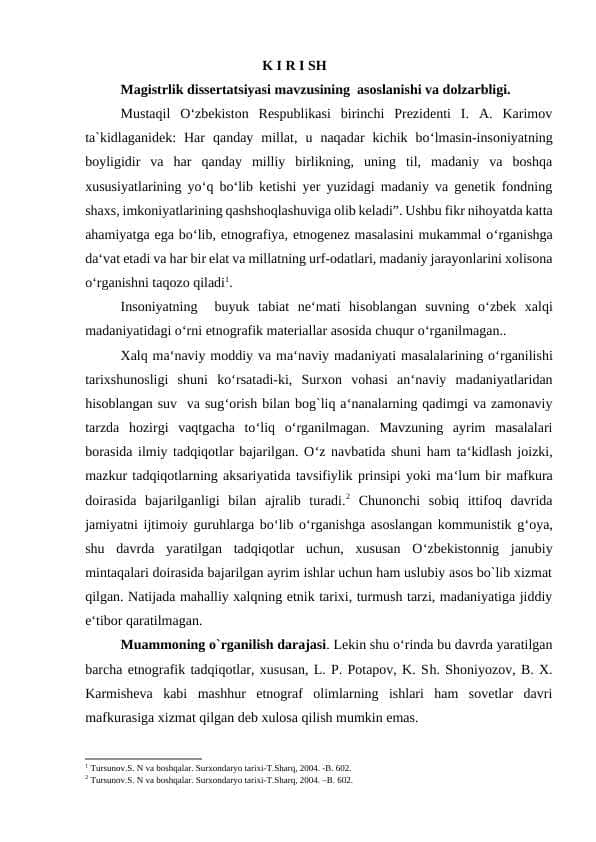 SURXON VOHASIDA SUV VA SUG‘ORISH BILAN BOG‘LIQ AN‘ANALAR VA MAROSIMLAR