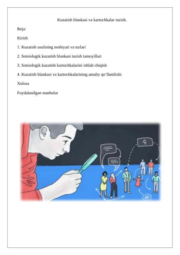 Kuzatish blankasi va kartochkalar tuzish.25