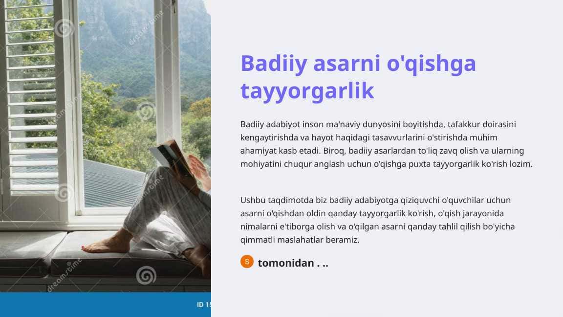 Badiiy asarni o'qishga tayyorgarlik