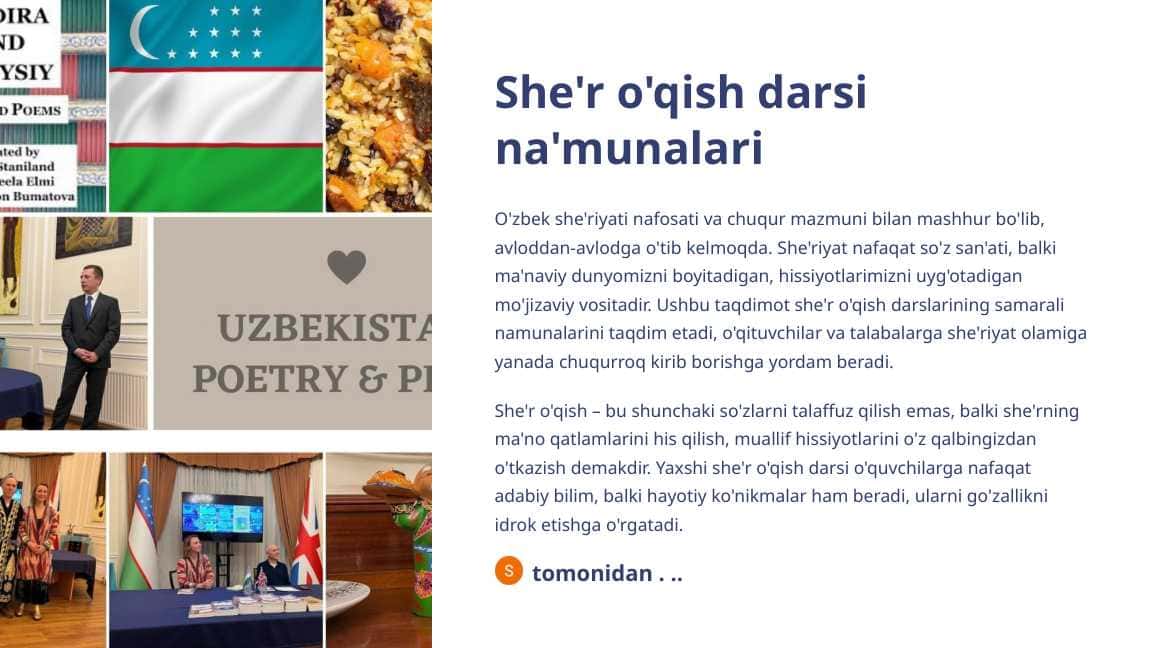 She'r o'qish darsi na'munalari