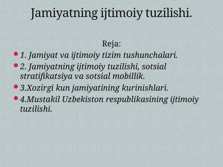 Jamiyatning ijtimoiy tuzilishi