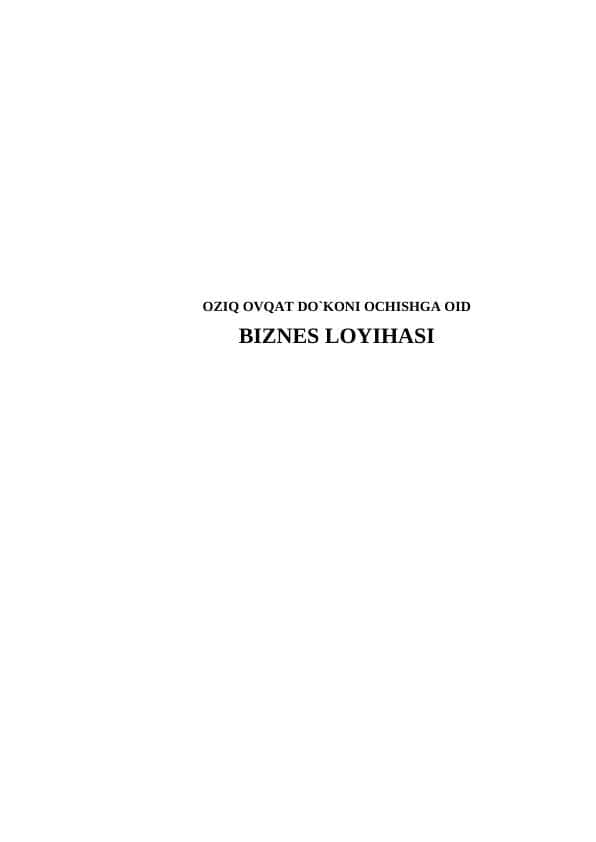 BIZNES LOYIHASI