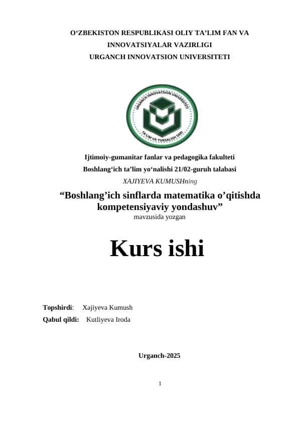 Boshlang’ich sinflarda matematika o’qitishda kompetensiyaviy yondashuv ppt