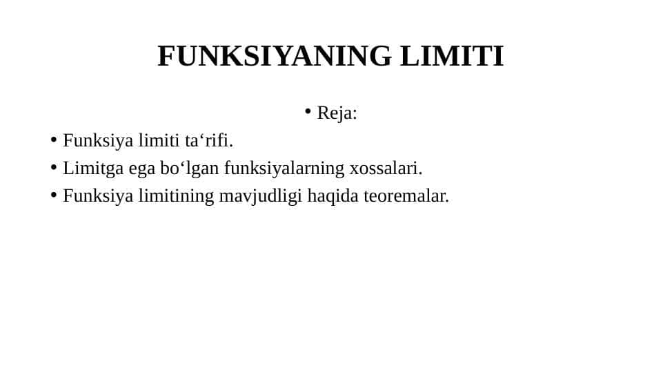 FUNKSIYANING LIMITI