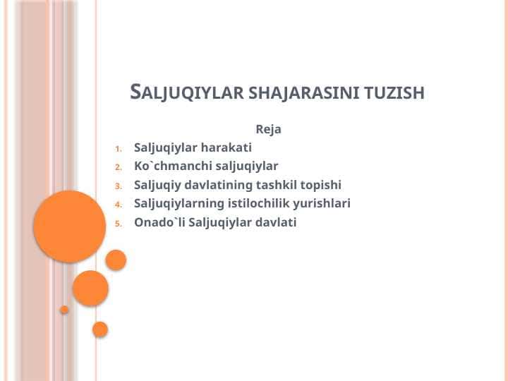 Saljuqiylar shajarasini tuzish