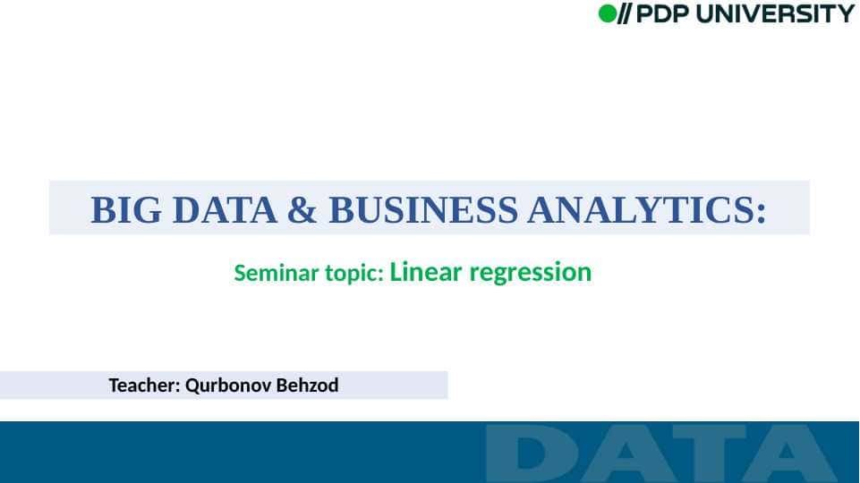 BIG DATA & BUSINESS ANALYTICS: