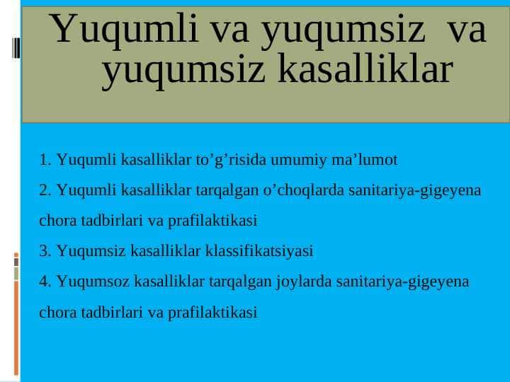 Yuqumli va yuqumsiz va yuqumsiz kasalliklar