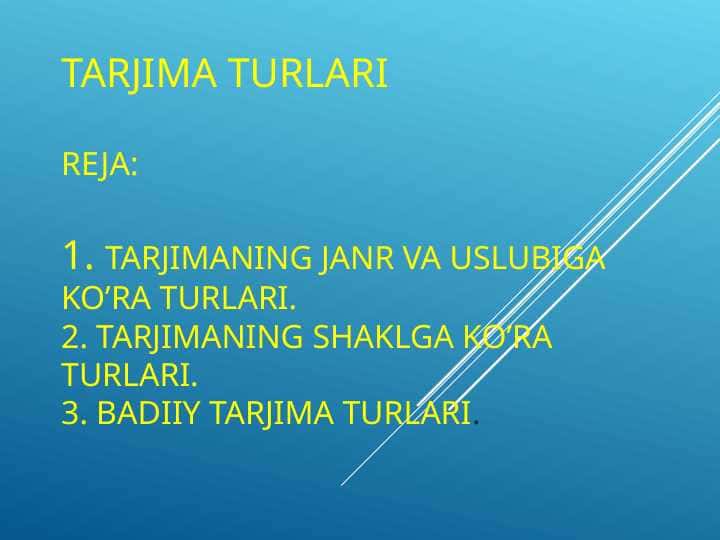 Tarjima turlari