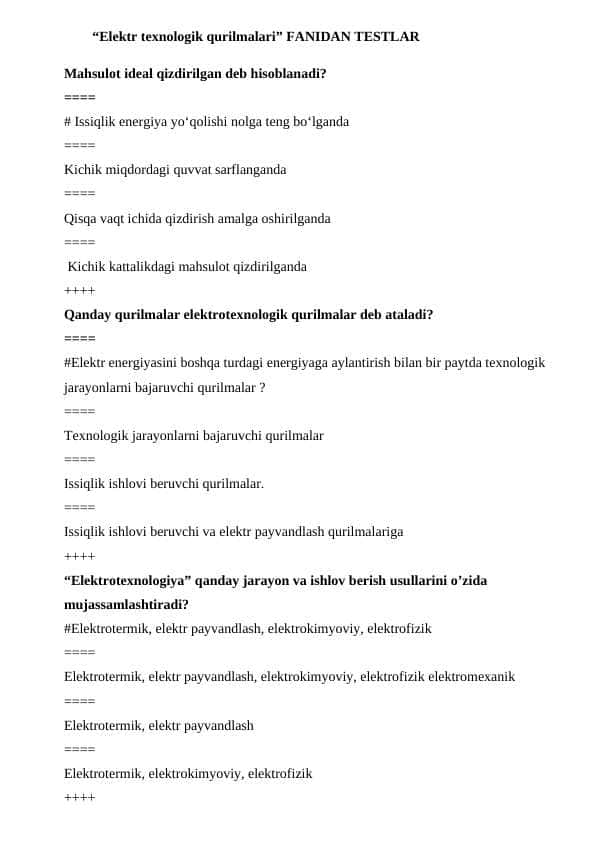 Elektr tеxnologik qurilmalari