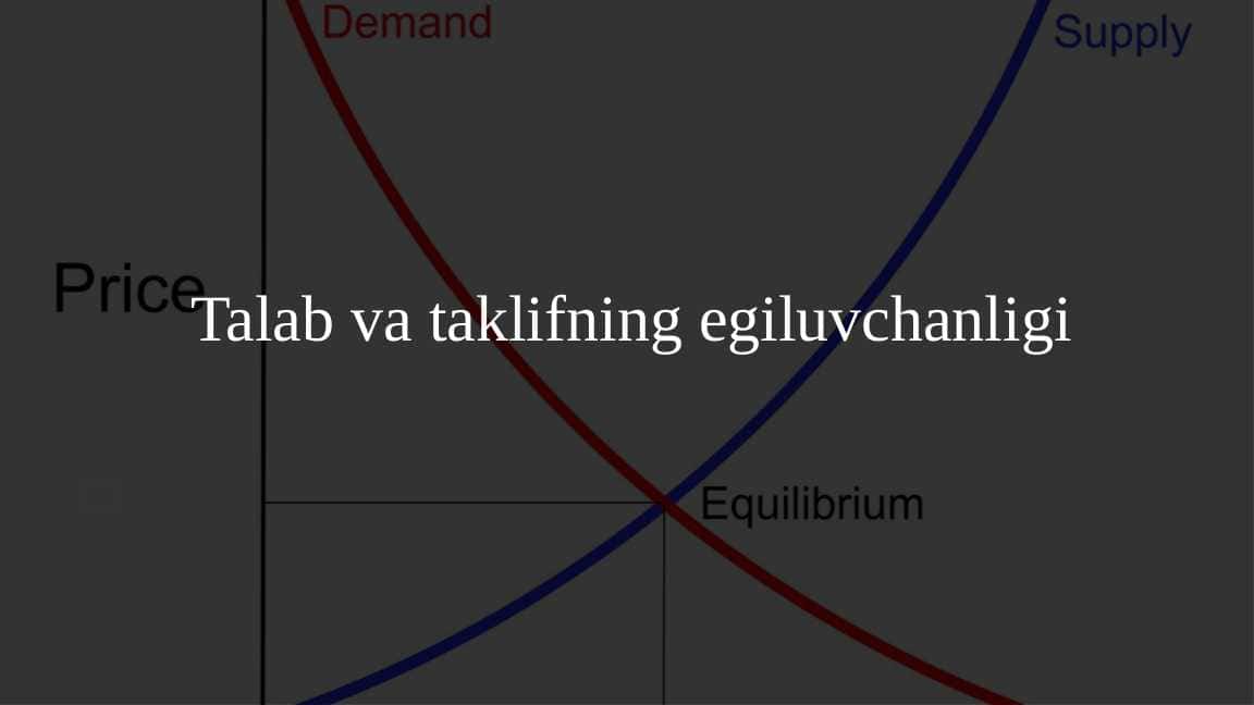 Talab va taklifning egiluvchanligi