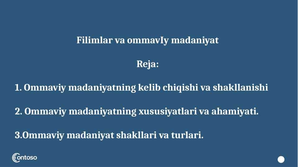 Filimlar va ommavIy madaniyat