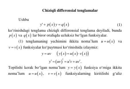 Chiziqli differensial tenglamalar