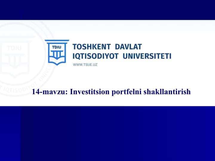 Investitsion portfelni shaklantirish