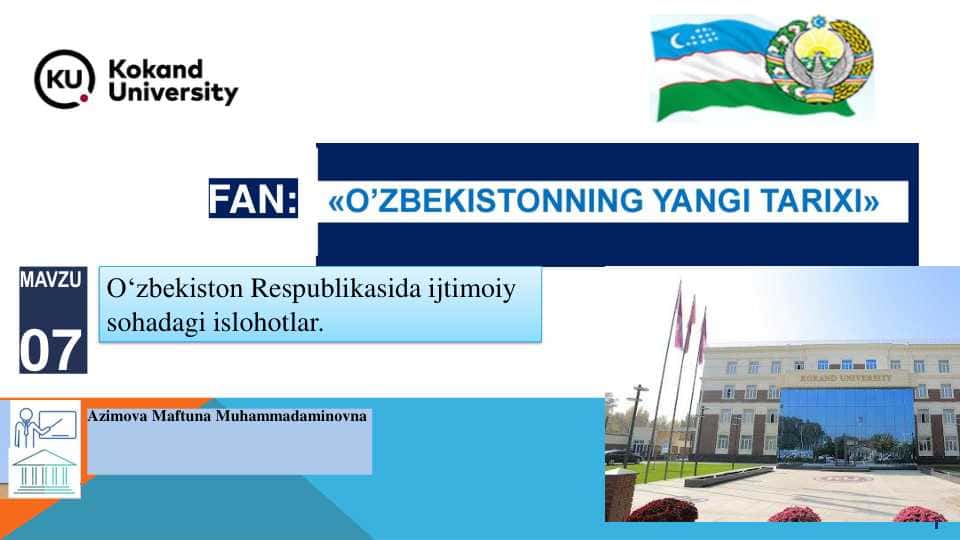 O‘zbekiston Respublikasida ijtimoiy sohadagi islohotlar