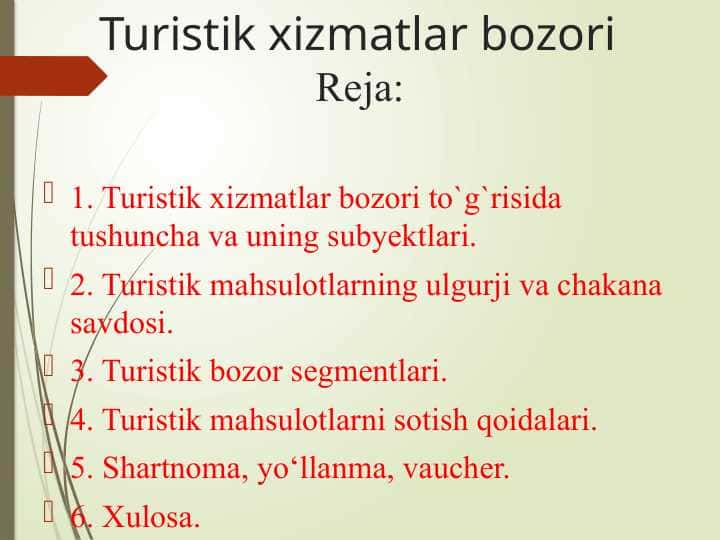 Turistik xizmatlar bozori