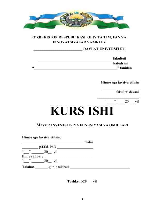 INVESTSITSIYA FUNKSIYASI VA OMILLARI