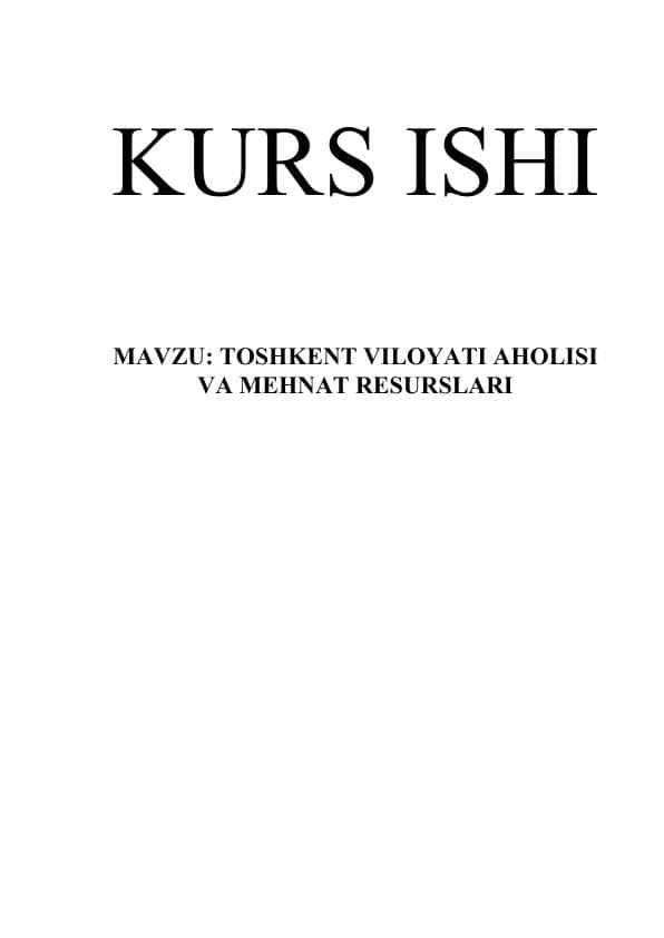 TOSHKENT VILOYATI AHOLISI