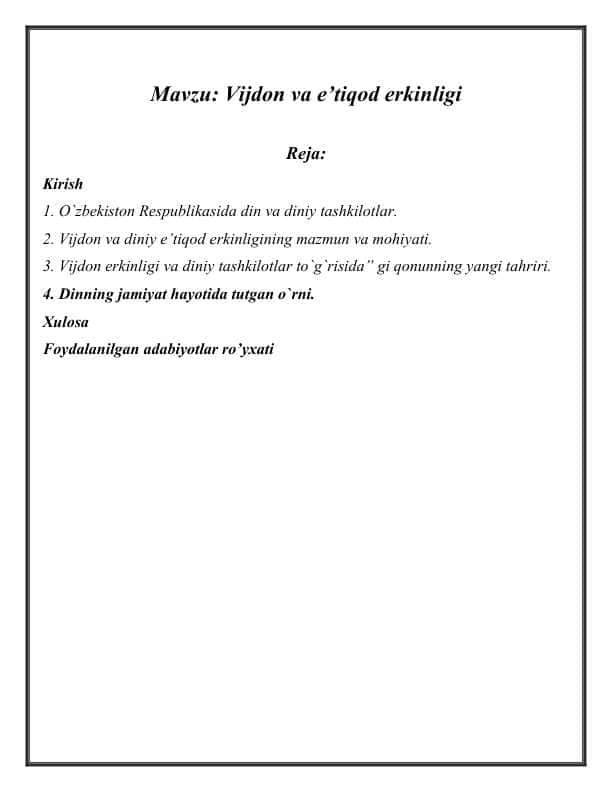 Vijdon va e’tiqod erkinligi