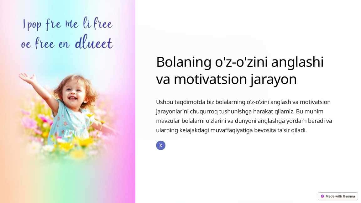 Bolaning o'z-o'zini anglashi va motivatsion jarayon
