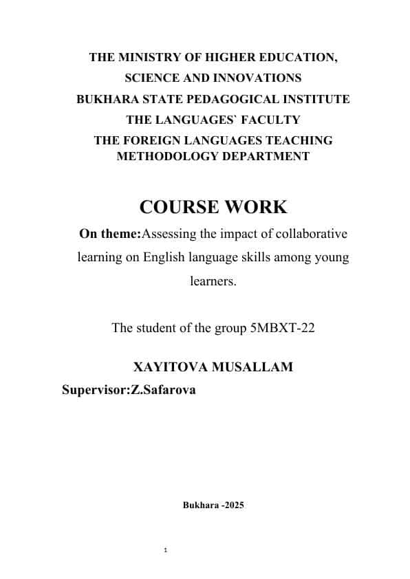 Assessing the impact of collaborative learning on English language skills among young learners.