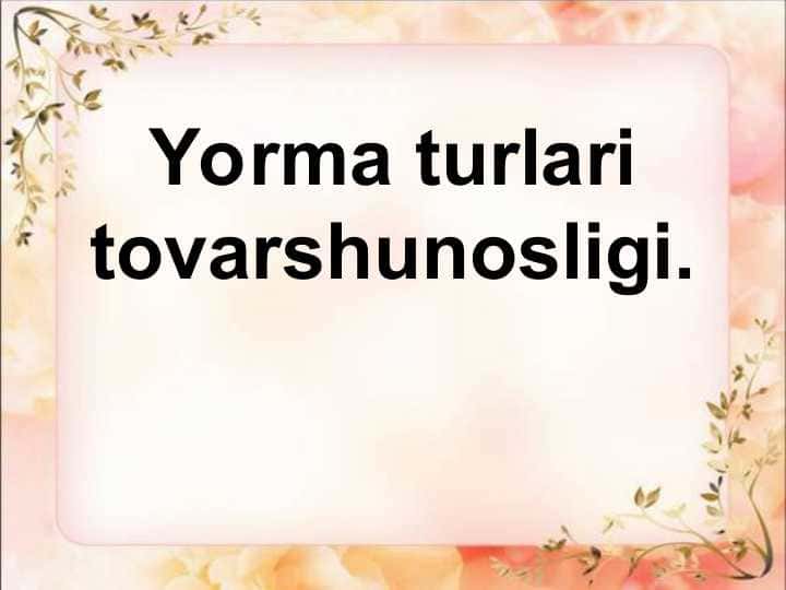 Yorma turlari tovarshunosligi