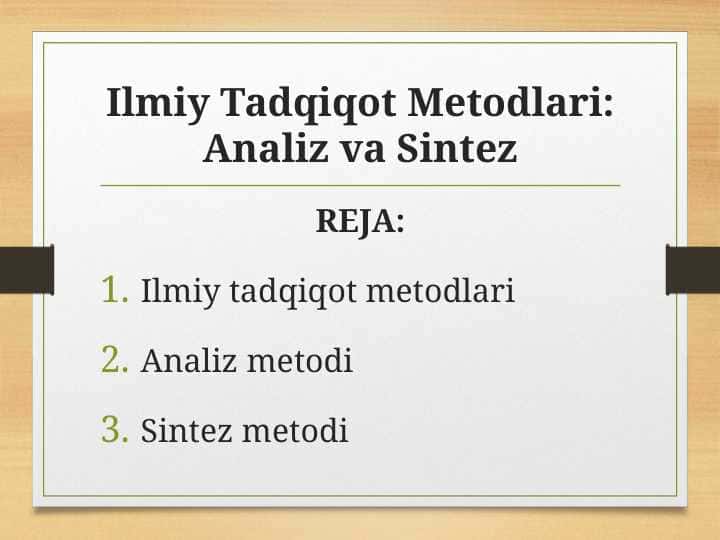 Ilmiy Tadqiqot Metodlari: Analiz va Sintez