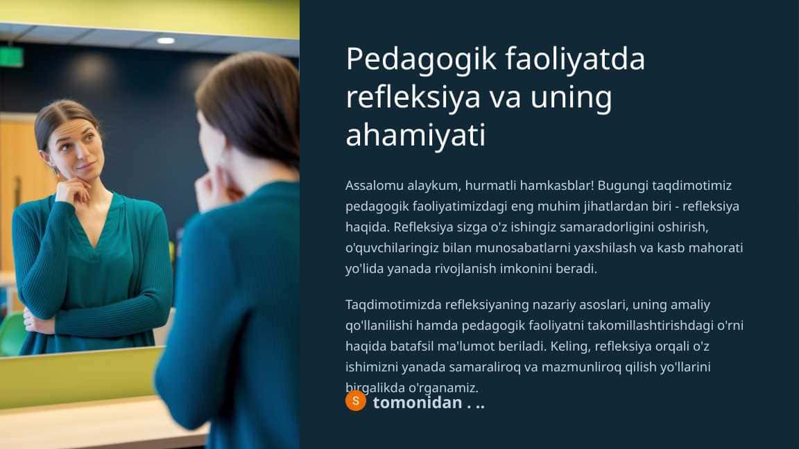 Pedagogik faoliyatda refleksiya va uning ahamiyati