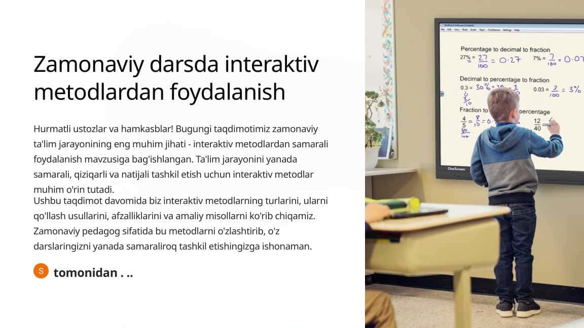 Zamonaviy darsda interaktiv metodlardan foydalanish