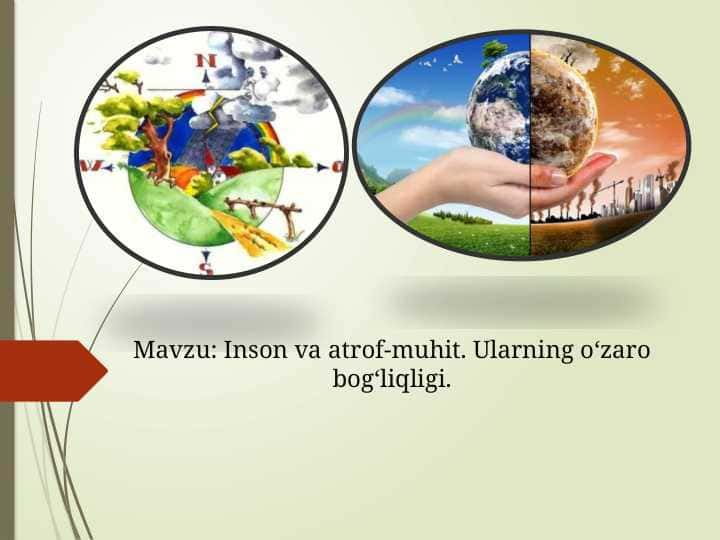 : Inson va atrof-muhit. Ularning o‘zaro bog‘liqligi.