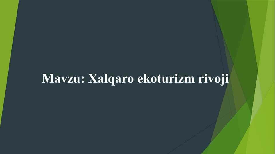 Xalqaro ekoturizm rivoji