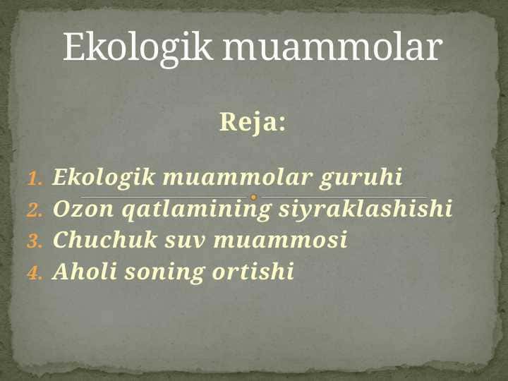 Ekologik muammolar