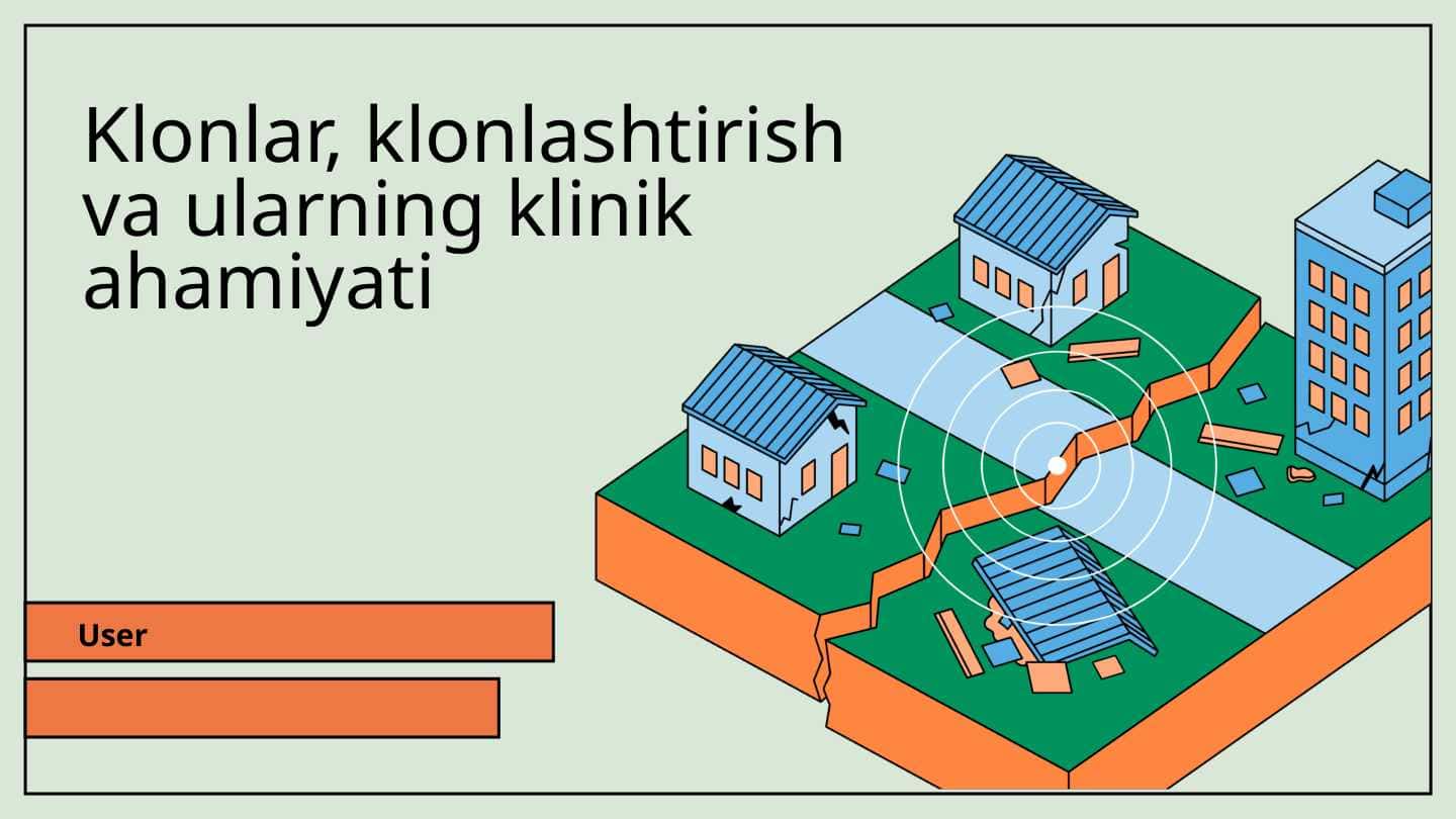 Klonlar , klonlashtirish va ularning klinik ahamiyati
