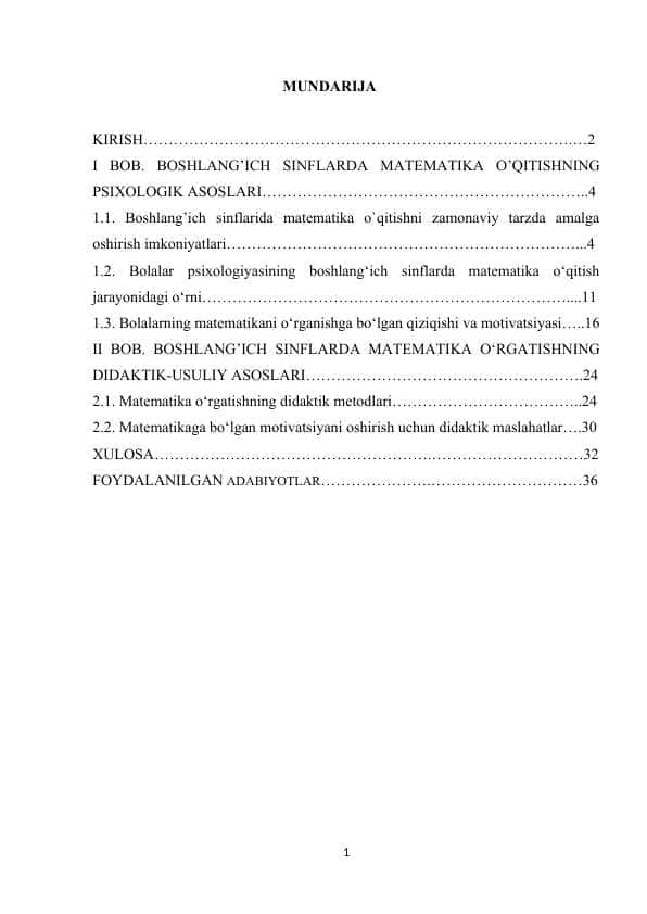 Boshlangʻich sinflarda matematika oʻqitishning psixologik asoslari
