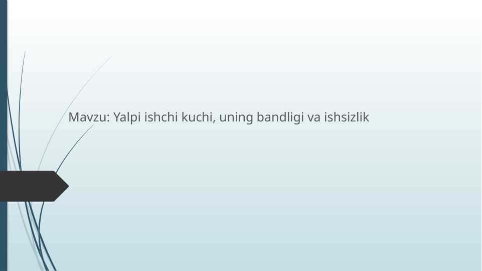 Yalpi ishchi kuchi, uning bandligi va ishsizlik