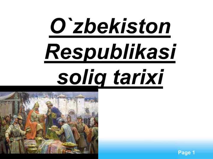 O`zbekiston Respublikasi soliq tarixi