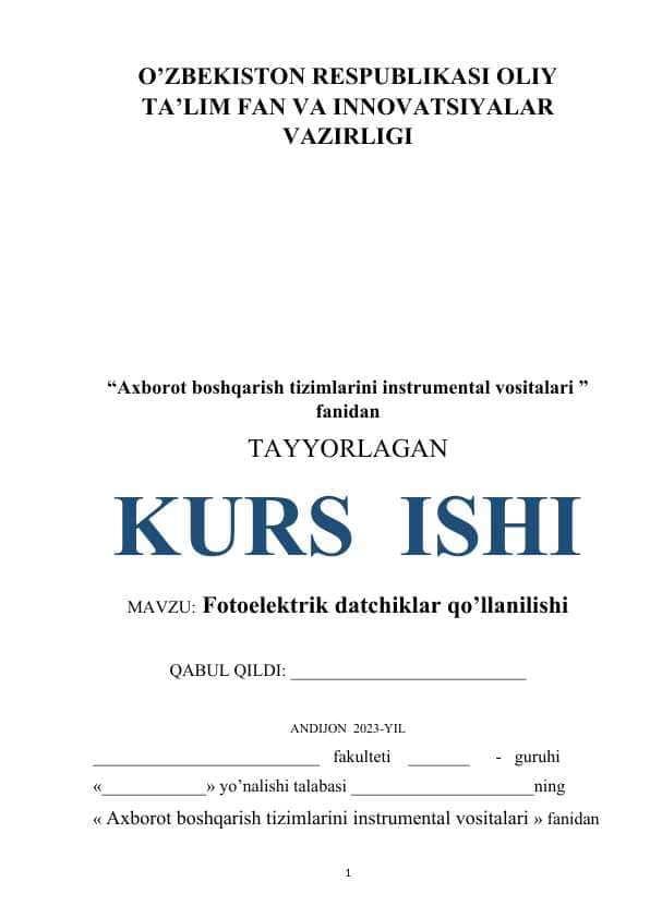Fotoelektrik datchiklar qo’llanilishi