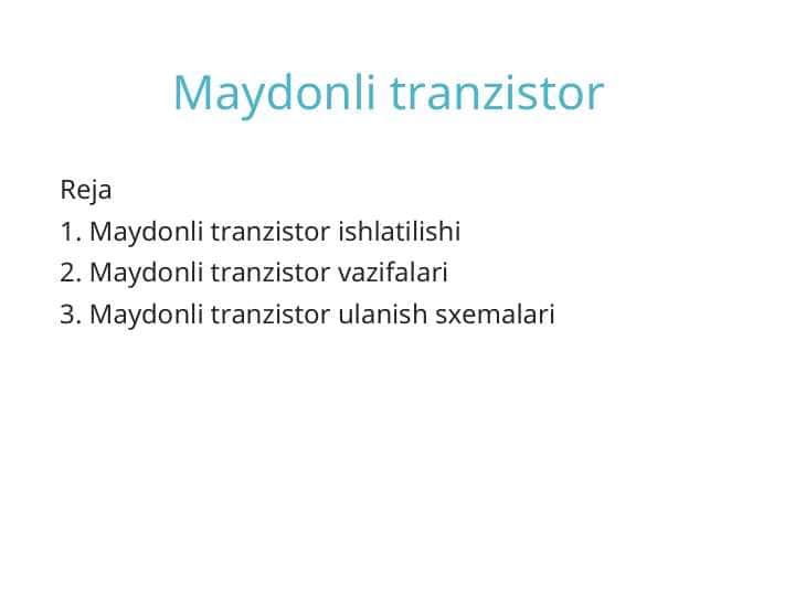 Maydonli tranzistor