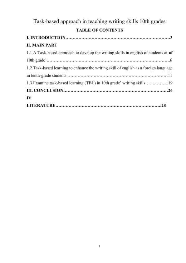 Task-based approach in teaching writing skills 10th grades
