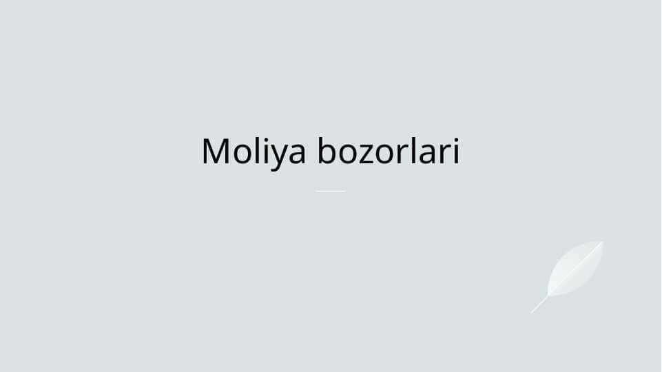 Moliya bozorlari