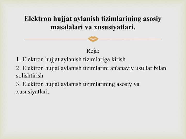 Elektron hujjat aylanish tizimlarining asosiy masalalari va xususiyatlari