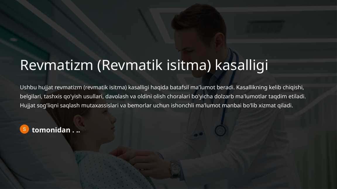 Revmatizm (Revmatik isitma) kasalligi