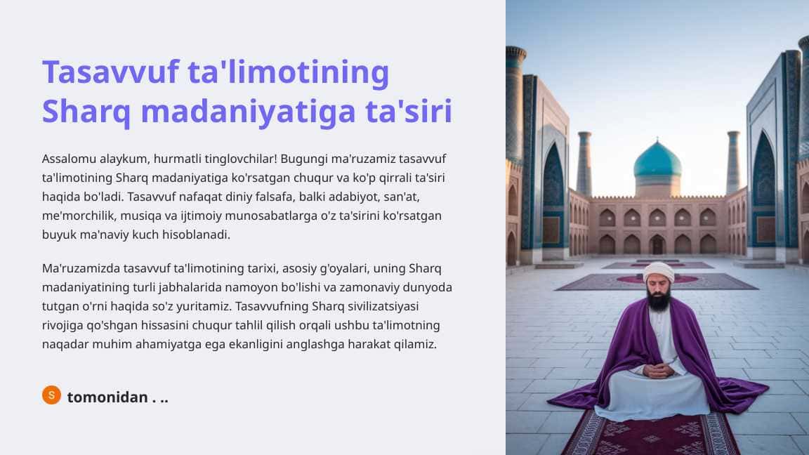 Tasavvuf ta'limotining Sharq madaniyatiga ta'siri