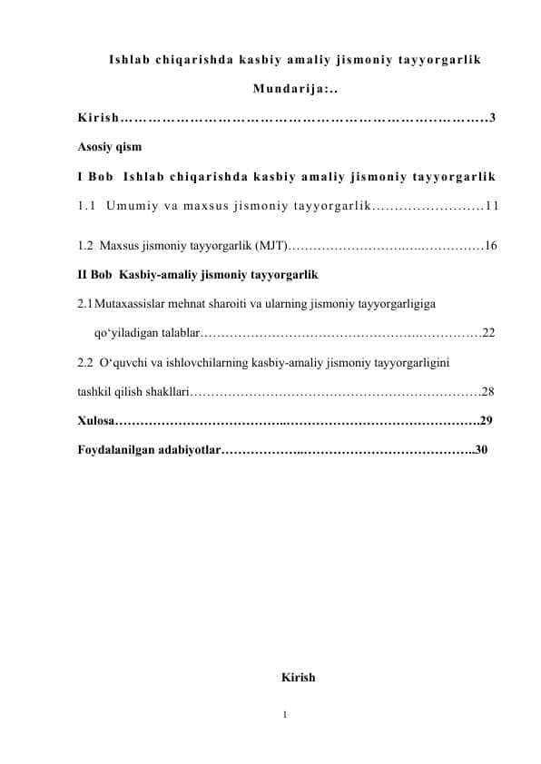 Ishlab chiqarishda kasbiy amaliy jismoniy tayyorgarlik
