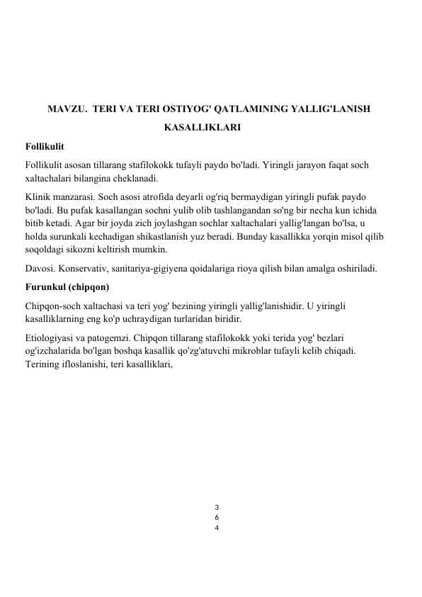 TERI VA TERI OSTIYOG' QATLAMINING YALLIG'LANISH KASALLIKLARI