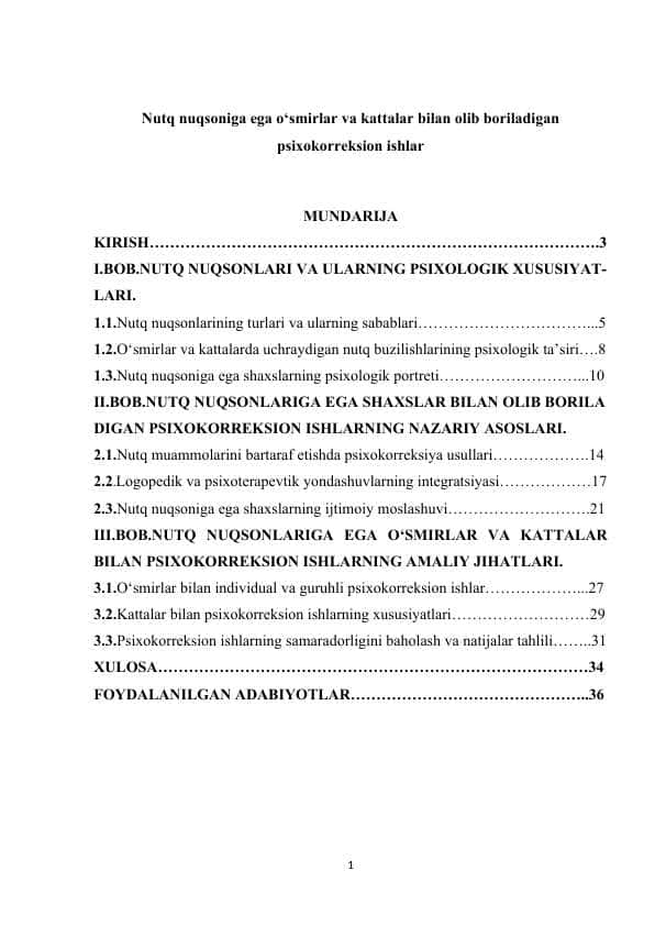 Nutq nuqsoniga ega o‘smirlar va kattalar bilan olib boriladigan psixokorreksion ishlar